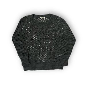 Sandro gray fishnet crochet sweater